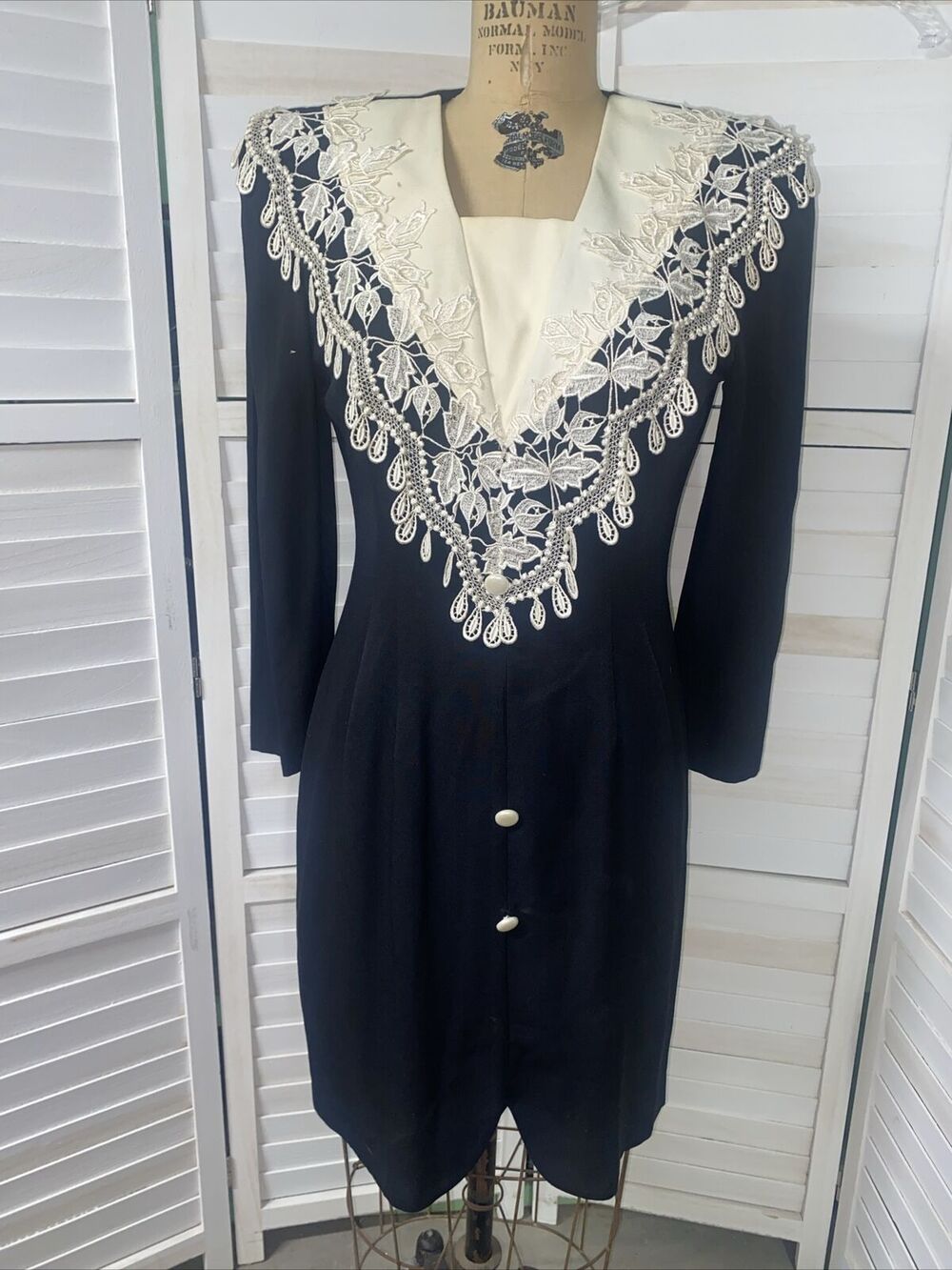 Vintage 80s Jeffery & Dara by Linda Hutley Dress Women's Black Pencil Sz 9/10